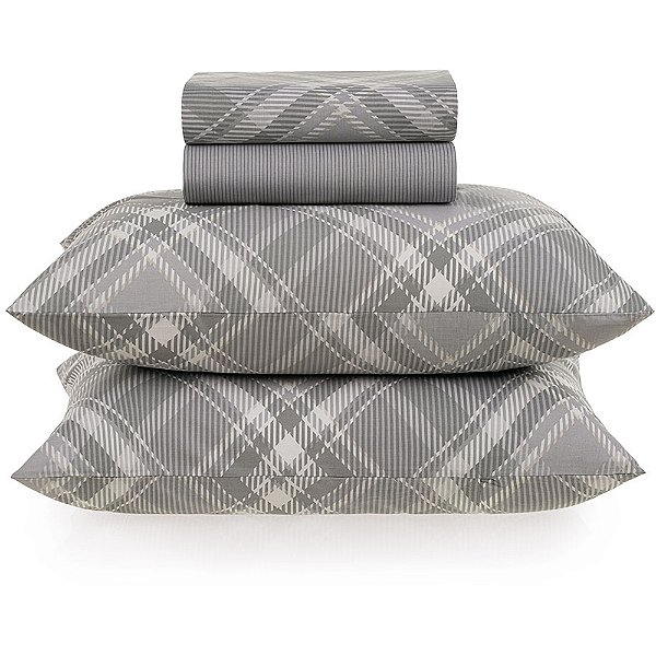 Jogo de Cama Karsten Saulo 160 Fios 4 Peças King Cinza