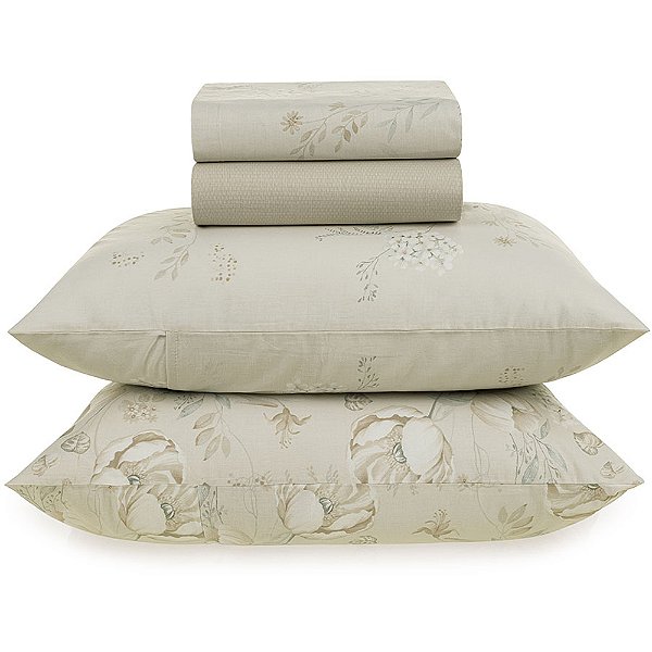 Jogo de Cama Karsten Sophia 160 Fios 4 Peças Queen Bege