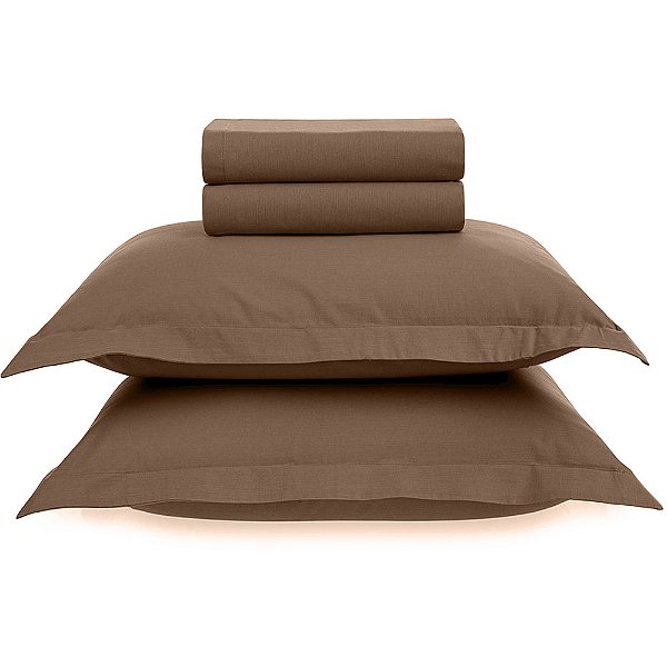 Jogo de Cama Karsten Tom 200 Fios 4 Peças Casal Marrom
