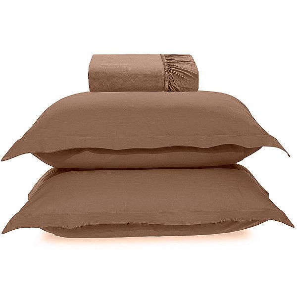 Jogo de Cama Karsten Tom 200 Fios 3 Peças Casal Marrom