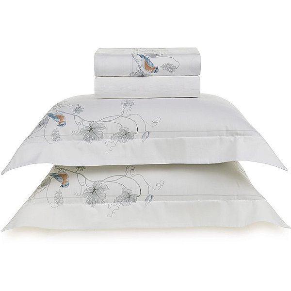 Jogo de Cama Karsten Videira 300 Fios 4 Peças Queen Branco