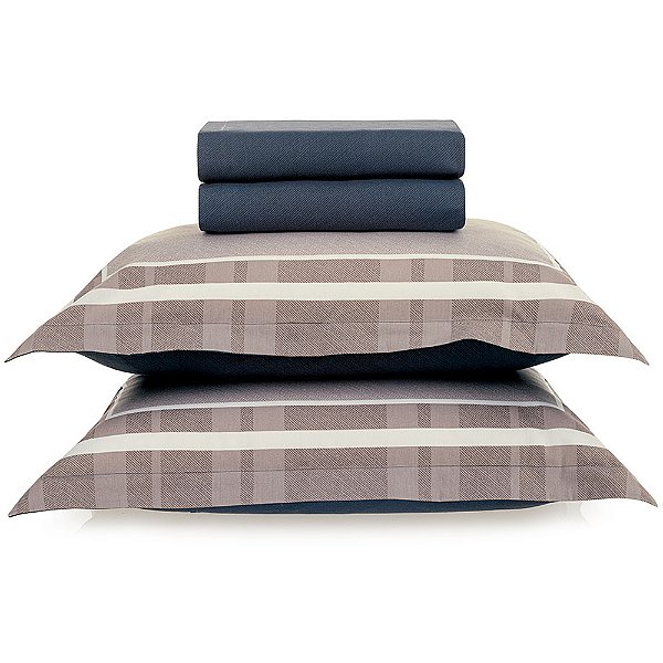 Jogo de Cama Karsten Vitor 200 Fios 4 Peças Queen Marinho