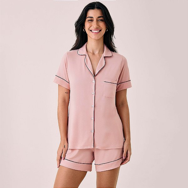 Short Doll Hope Flora Viscose In26 Rosa Feminino