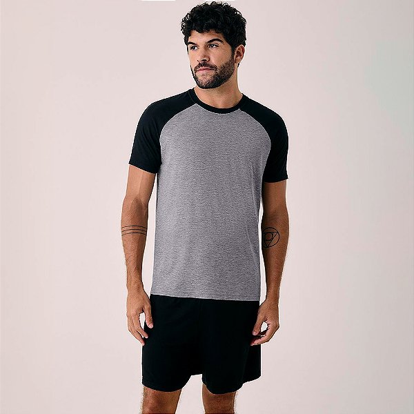 Pijama Curto Hope Raglan Viscose In26 Cinza Masculino