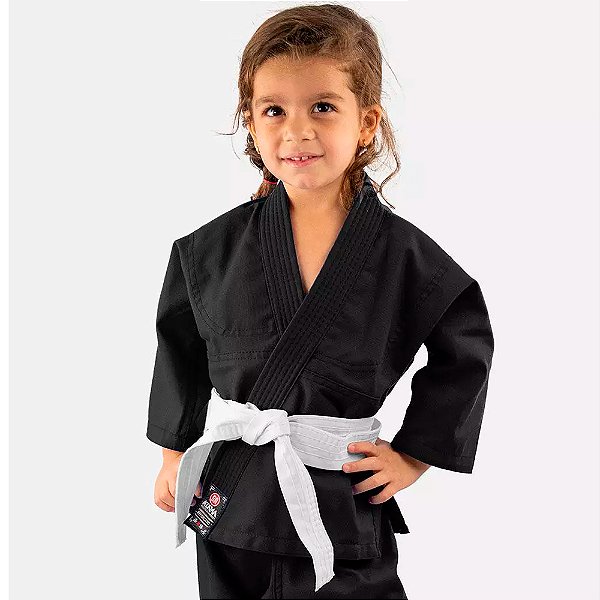 Kimono Jiu Jitsu Atama Reforçado Preto Infantil