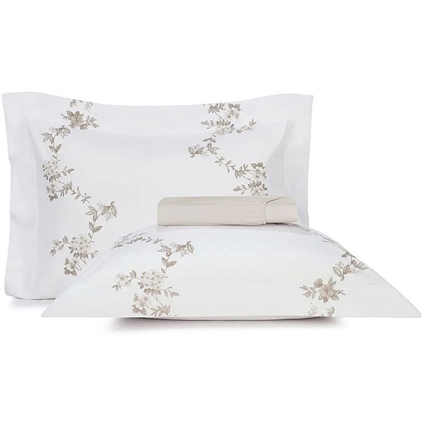 Jogo de Cama Altenburg Jardim 200 Fios 3 Peças Queen Bege