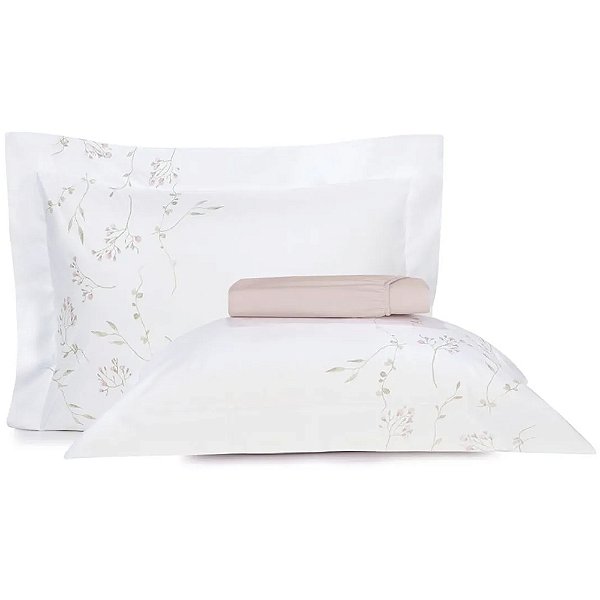 Jogo de Cama Altenburg Botanique 200 Fios 3 Peças Casal Rosa