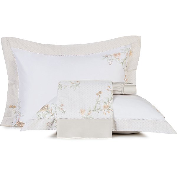 Jogo de Cama Altenburg Florali 300 Fios 4 Peças Queen Branco