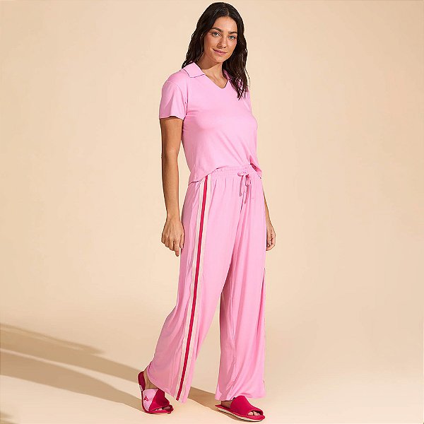 Pijama Baunilha Viscose Stretch Ve27 Rosa Feminino