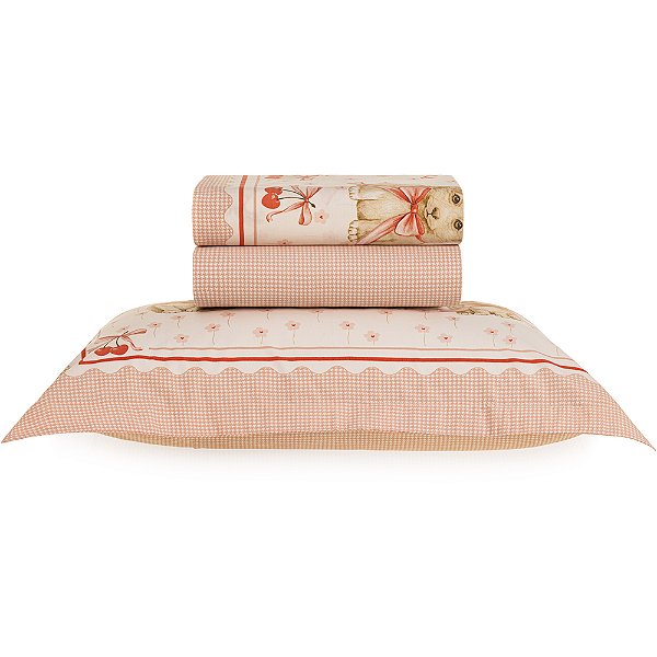 Jogo de Cama Karsten Pets 200 Fios 3 Peças Solteiro Rosa