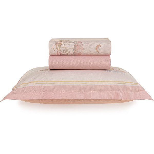 Jogo de Cama Karsten Coral 200 Fios 3 Peças Solteiro Rosa