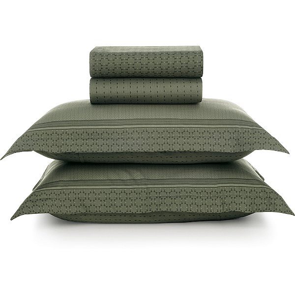 Jogo de Cama Karsten Edgar 300 Fios 4 Peças Queen Verde