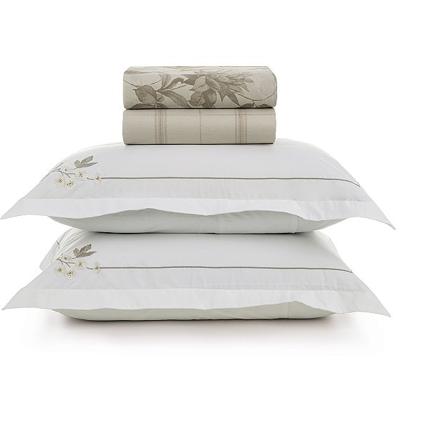 Jogo de Cama Karsten Bethania 200 Fios 4 Peças Queen Branco