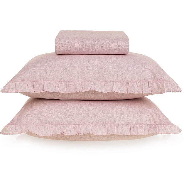 Jogo de Cama Karsten Viena Babado 3 Peças Queen Rosa