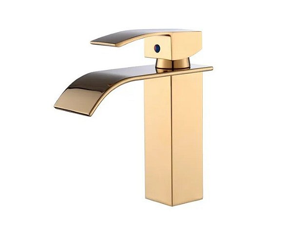 TORNEIRA BANHEIRO LAVABO CASCATA MISTURADOR MONOCOMANDO BAIXA DOURADA GOLD