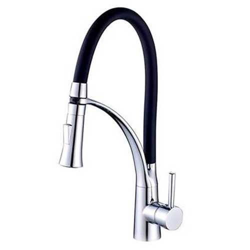 TORNEIRA COZINHA GOURMET FLEXIVEL MONOCOMANDO PRETO ACABAMENTO CROMADO