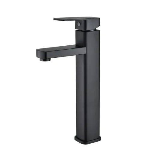 TORNEIRA BANHEIRO LAVABO MISTURADOR MONOCOMANDO QUADRADA BICA ALTA PRETO BLACK FOSCO