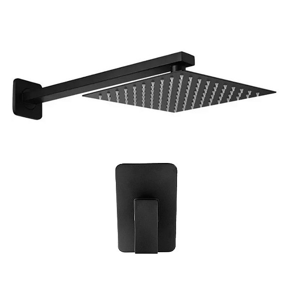 KIT DUCHA CHUVEIRO COM ACABAMENTO E REGISTRO MISTURADOR PRETO BLACK FOSCO
