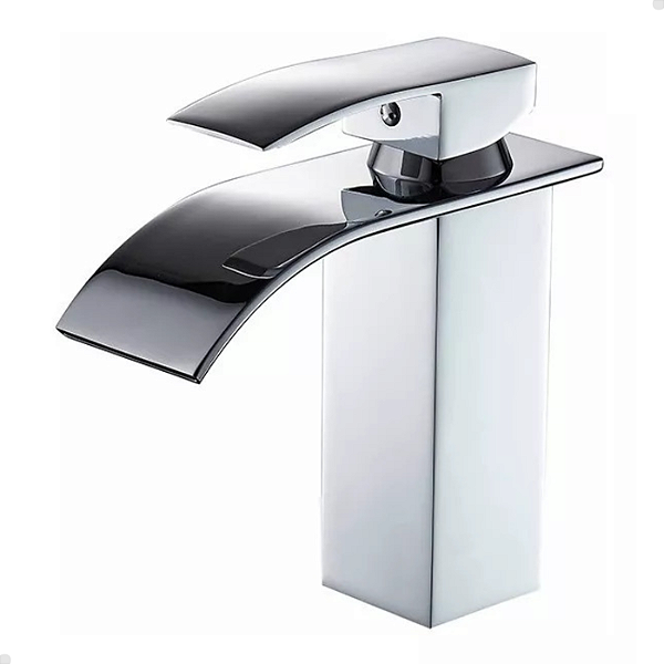 TORNEIRA BANHEIRO LAVABO MISTURADOR MONOCOMANDO CASCATA BICA BAIXA CROMADA