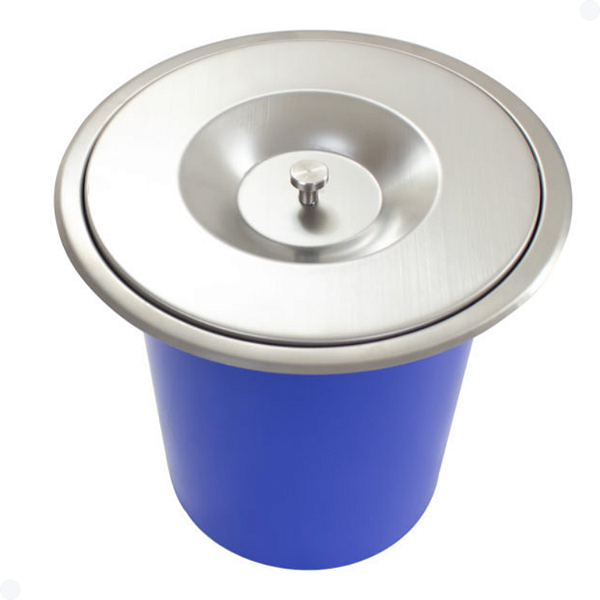 LIXEIRA DE EMBUTIR REDONDA PIA COZINHA AÇO ESCOVADO 5 LITROS INOX