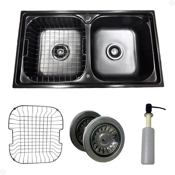 CUBA GOURMET DUPLA COZINHA AÇO INOX COM ACESSORIOS PRETO