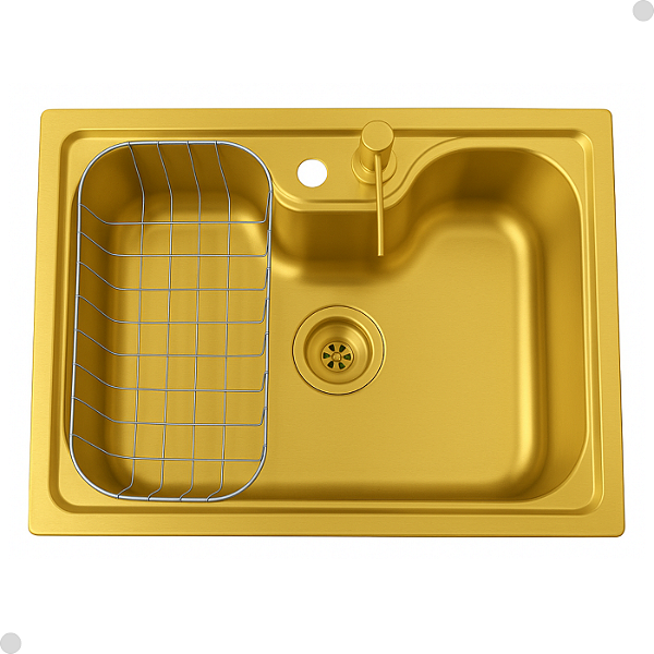 CUBA COZINHA GOURMET ÚNICA AÇO INOX DOURADO ESCOVADO COM ACESSÓRIOS