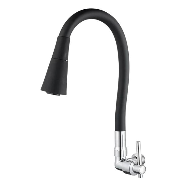 TORNEIRA GOURMET COZINHA FLEXIVEL PRETA PAREDE CONE