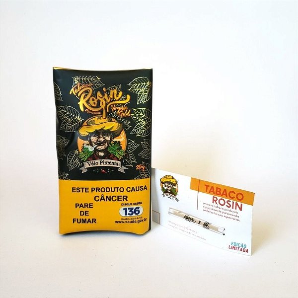 Tabaco Véio Pimenta Rosin 25g c/ piteira de vidro