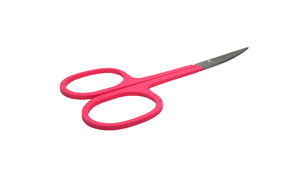 Tesoura Stainless Ponta Curva - Cabo rosa