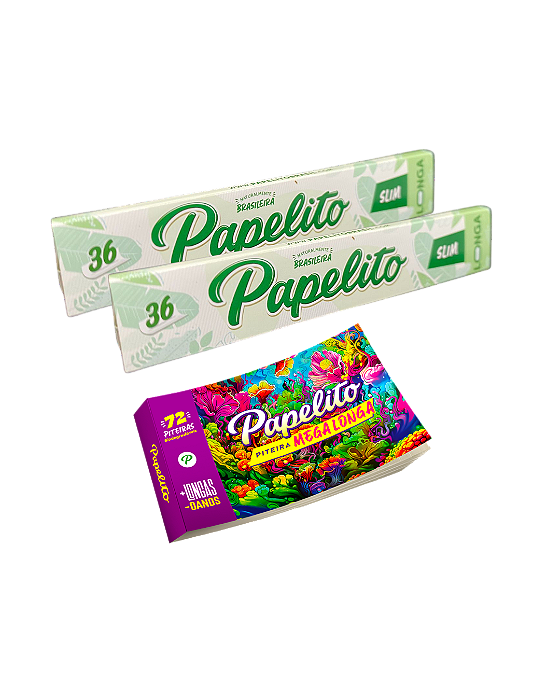 Combo Papelito - 2 Sedas Slim Longa + 1 Piteira Mega Longa