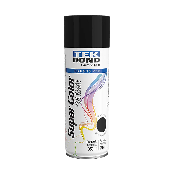 Tinta Spray Super Color Tekbond Preto Fosco 350ml