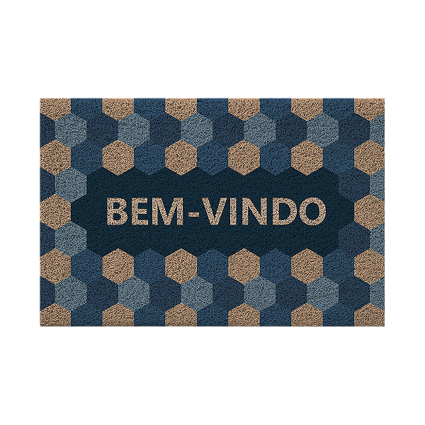 Capacho de Porta Vinílilco 60x40cm Bem Vindo Azul