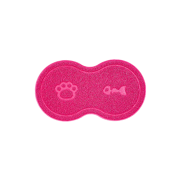 Tapetinho Comedouro Vinil para Gatos 46X26cm Espinha de Peixe Rosa