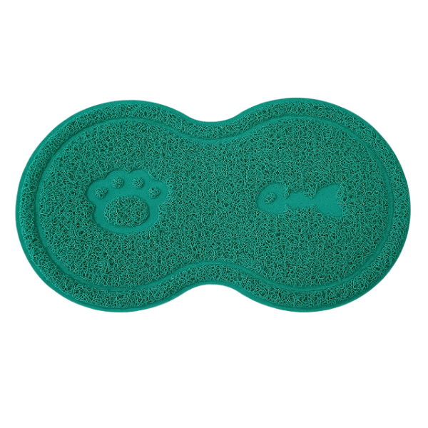 Tapetinho Comedouro para Gatos 46x26cm Espinha de Peixe Verde
