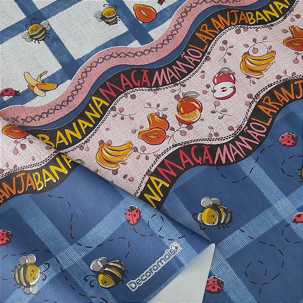 Toalha de Mesa Térmica Impermeável PVC Bee Happy Azul 1,40m
