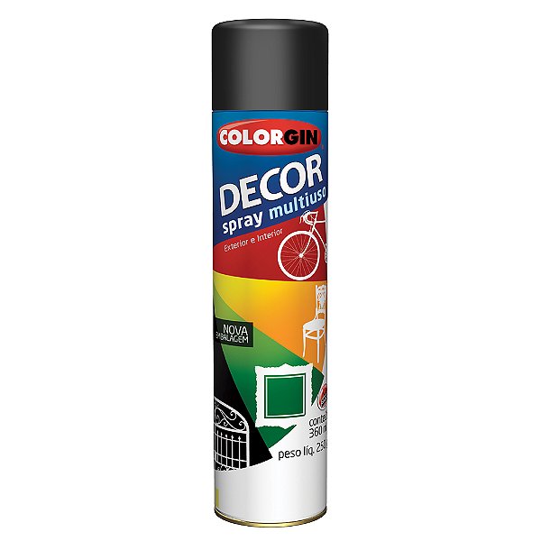 Tinta Spray Colorgin Decor Preto Fosco 8711 360ml