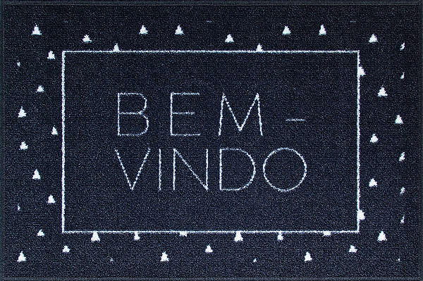 Capacho Tapete Bem Vindo Triângulo Preto e Branco 60x40cm