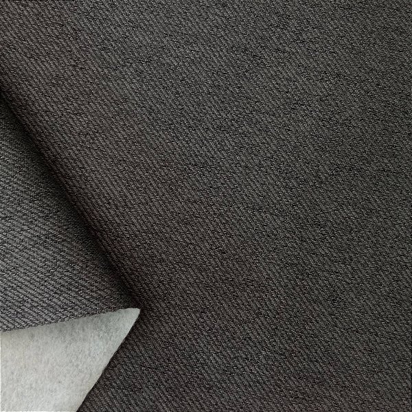 Tecido Impermeável Interno Linho Sarjado Poema Cinza Chumbo