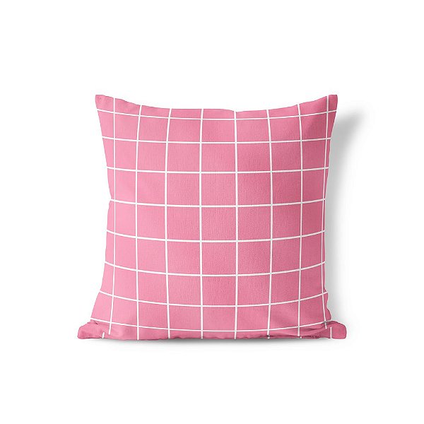Capa de almofada Quadrados Rosa chiclete