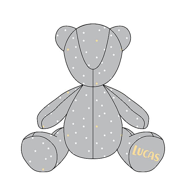Urso Personalizável Estrelinhas (várias cores)