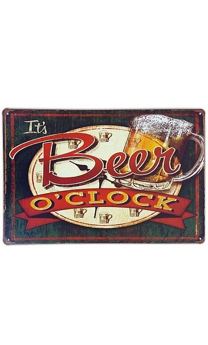 Placa de metal decorativa Retrô It's Beer o'clock Presentes Criativos - Nerd e Geek - Presentes Criativos