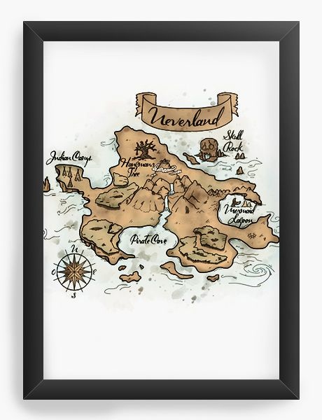 Quadro Decorativo A3 (45x33) Peter Pan - Neverland mapa