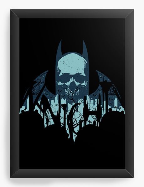 Quadro Decorativo A3 (45x33) Skull Morcego