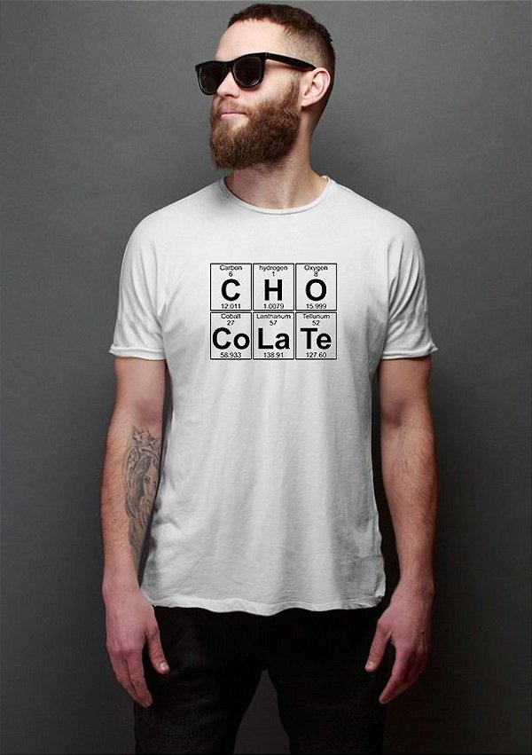 Camiseta Masculina Tabela Periódica Chocolate