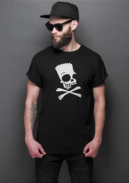 Camiseta Masculina The Simpsons Bart Skull