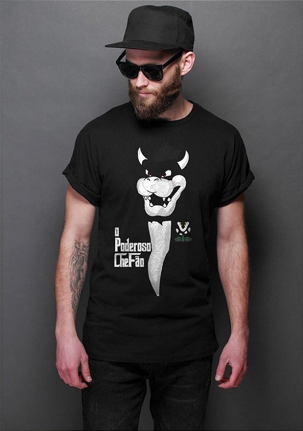 Camiseta Masculina  O Poderoso Chefão - Bowser - Nerd e Geek - Presentes Criativos