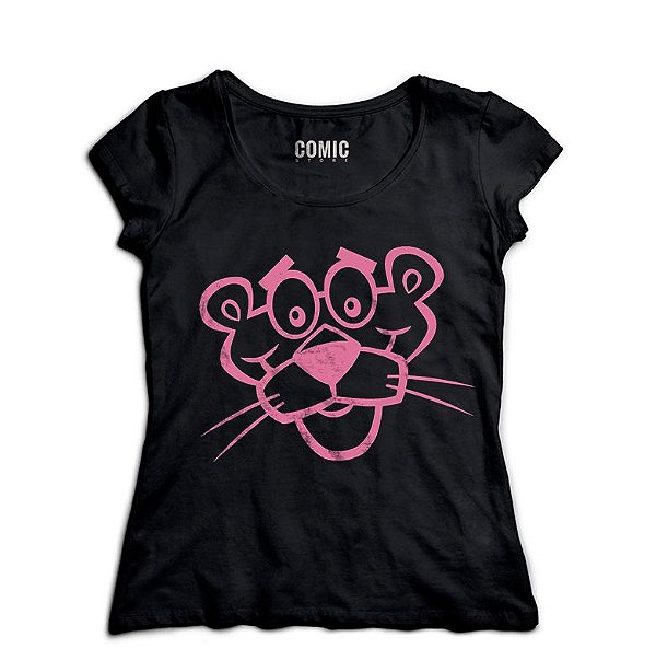 Camiseta Feminina  Pantera Cor de Rosa - Nerd e Geek - Presentes Criativos