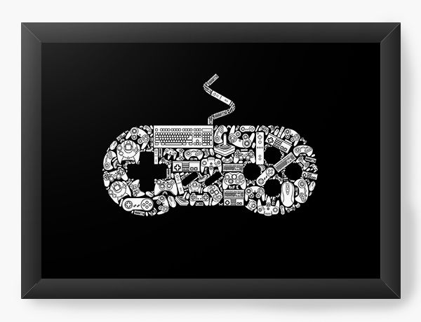 Quadro Decorativo A4 (33X24) Nintendo - Controle - Nerd e Geek - Presentes Criativos