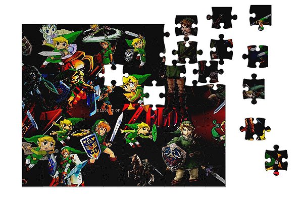 Quebra-Cabeça The Legend of Zelda e Final Fantasy 90 pçs - Nerd e Geek - Presentes Criativos