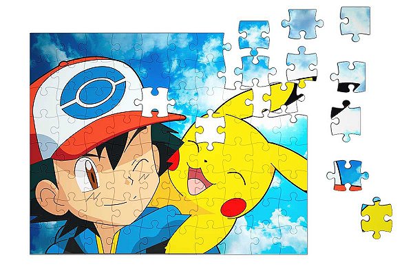 Quebra-Cabeça Pokemon - Pikachu e Ash 90 pçs - Nerd e Geek - Presentes Criativos